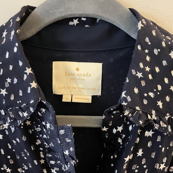 PRICE DROP! Kate Spade New York Night Navy Blue & Silver Sky Dot Midi Dress - Picture 4 of 7